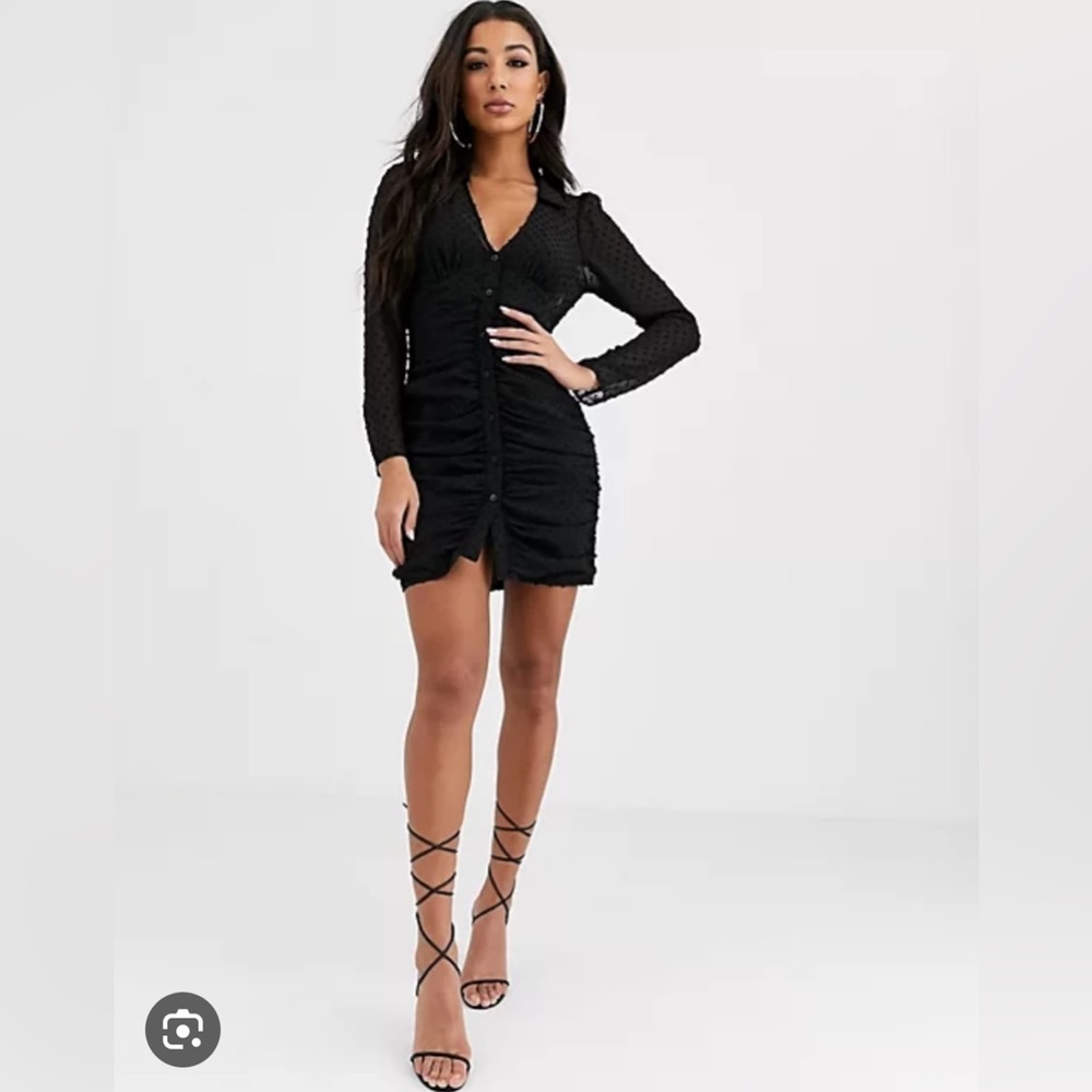 ASOS Black polka dot button down mini dress, only worn once